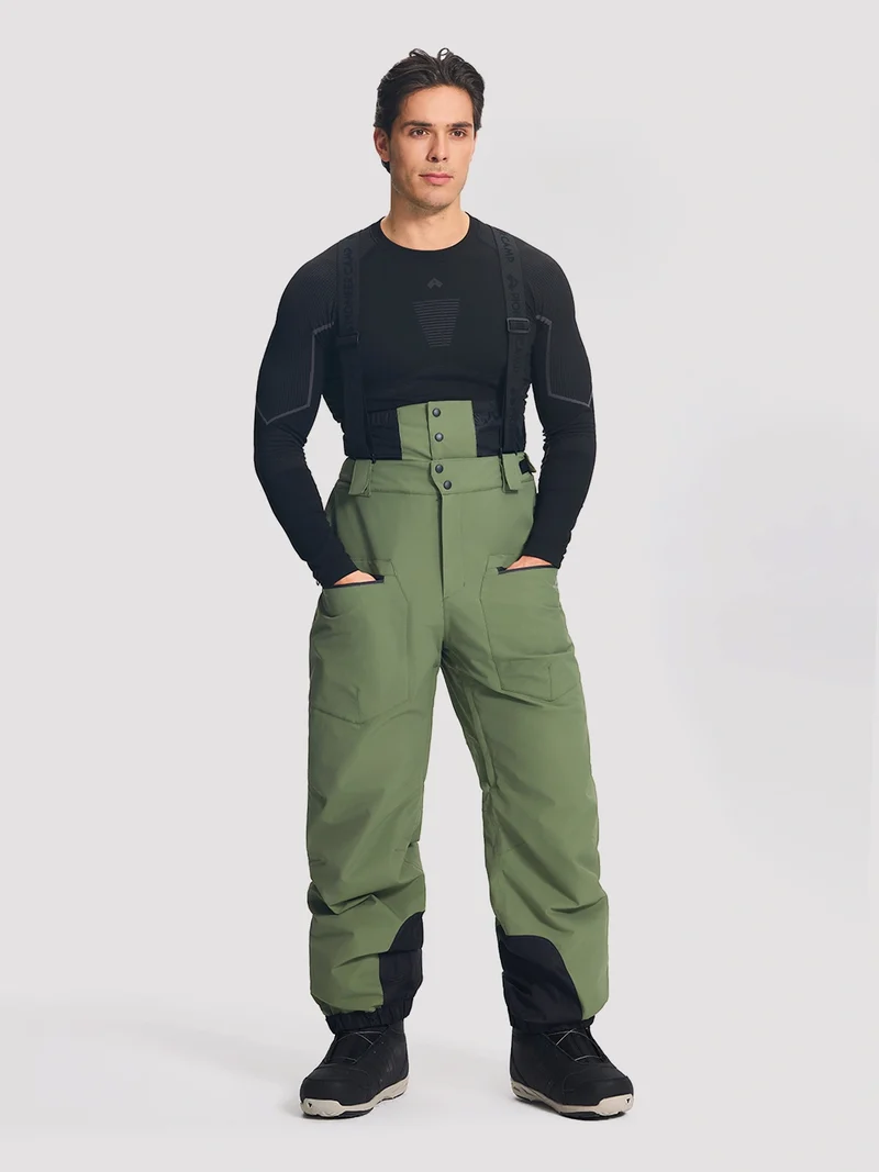 Men's 20K Waterproof 3-Layer Baggy Ski Bibs with Suspenders