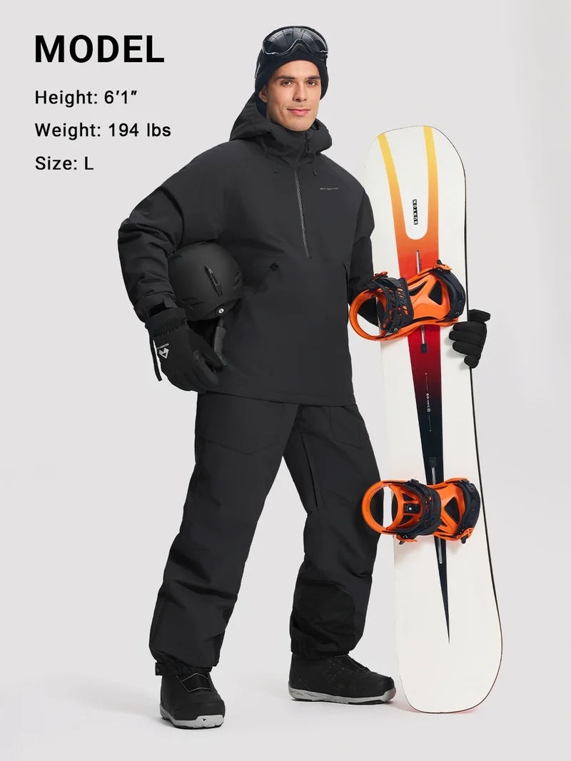 Men's 20K Waterproof 3-Layer Baggy Ski Bibs with Suspenders