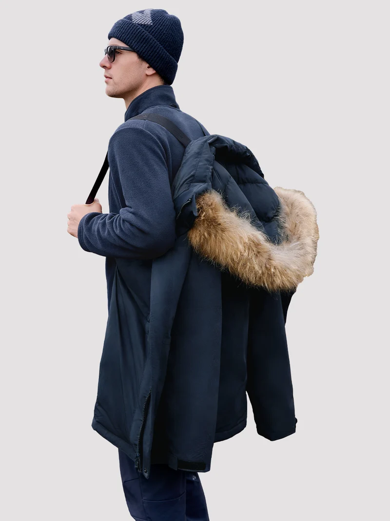 Men's 650FP Removable Hood Down Parka with Backpack Straps