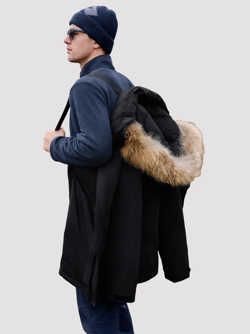 Men's 650FP Removable Hood Down Parka with Backpack Straps