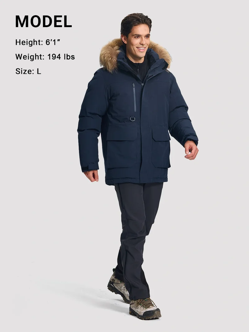 Men's 650FP Removable Hood Down Parka with Backpack Straps