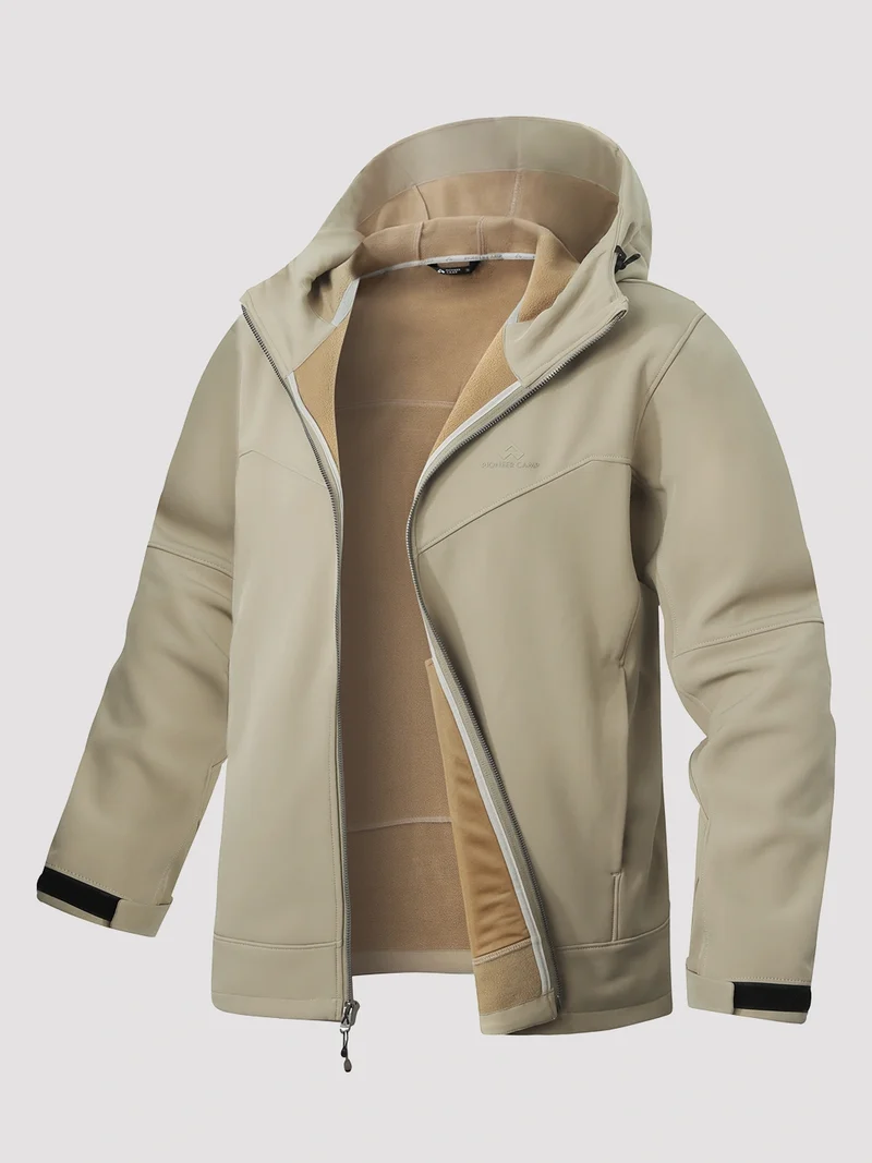 Men's Fleece-Lined Softshell Hooded Jacket