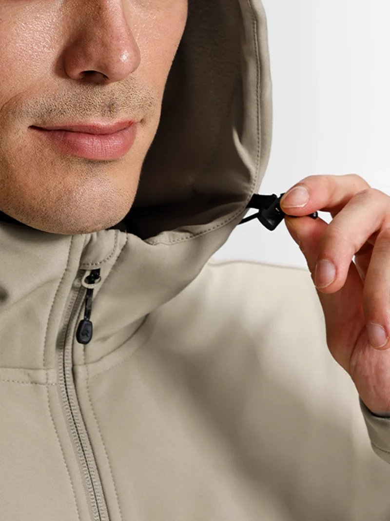 Men's Waterproof Fleece-Lined Softshell Hooded Jacket