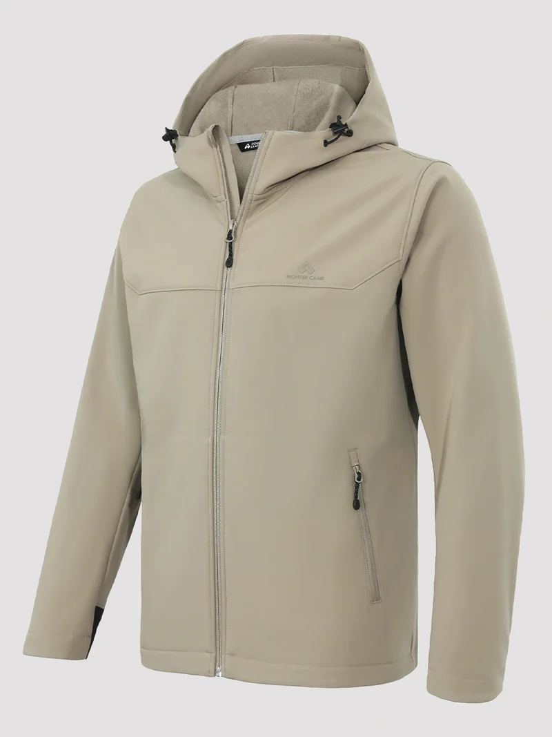 Men's Waterproof Fleece-Lined Softshell Hooded Jacket