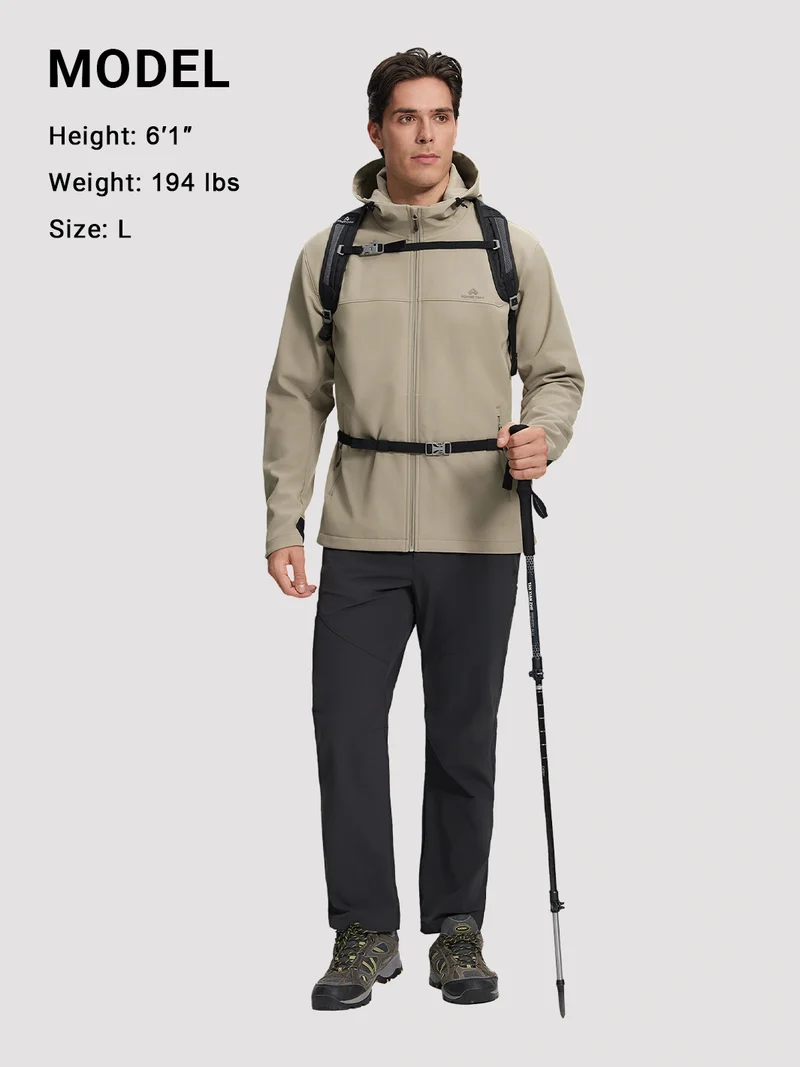 Men's Waterproof Fleece-Lined Softshell Hooded Jacket