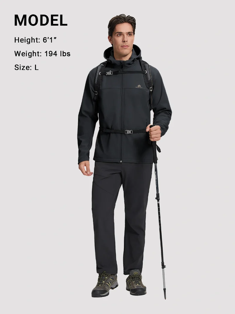 Men's Waterproof Fleece-Lined Softshell Hooded Jacket