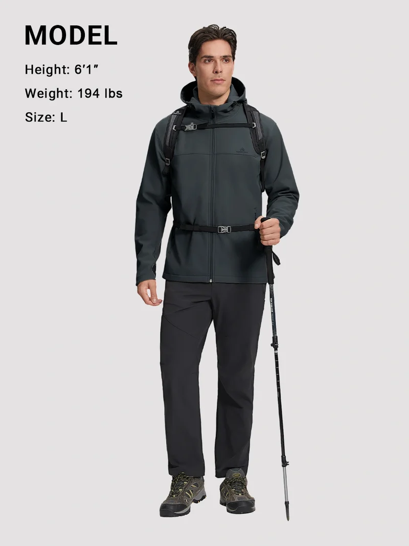 Men's Waterproof Fleece-Lined Softshell Hooded Jacket