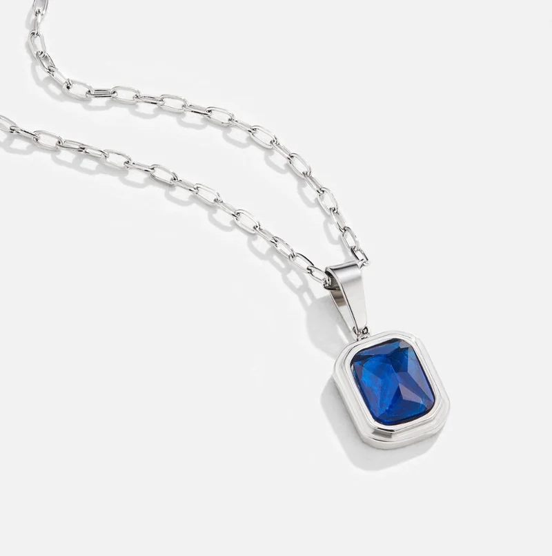 Ozeanblauer Anhänger Silberne Halskette