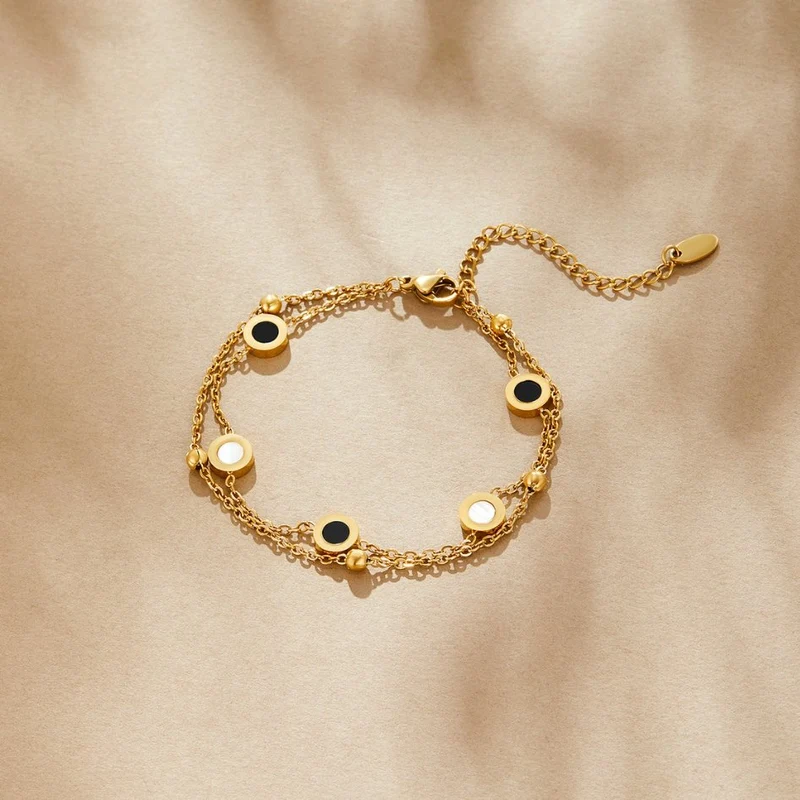 Onyx- und Weißsteinarmband