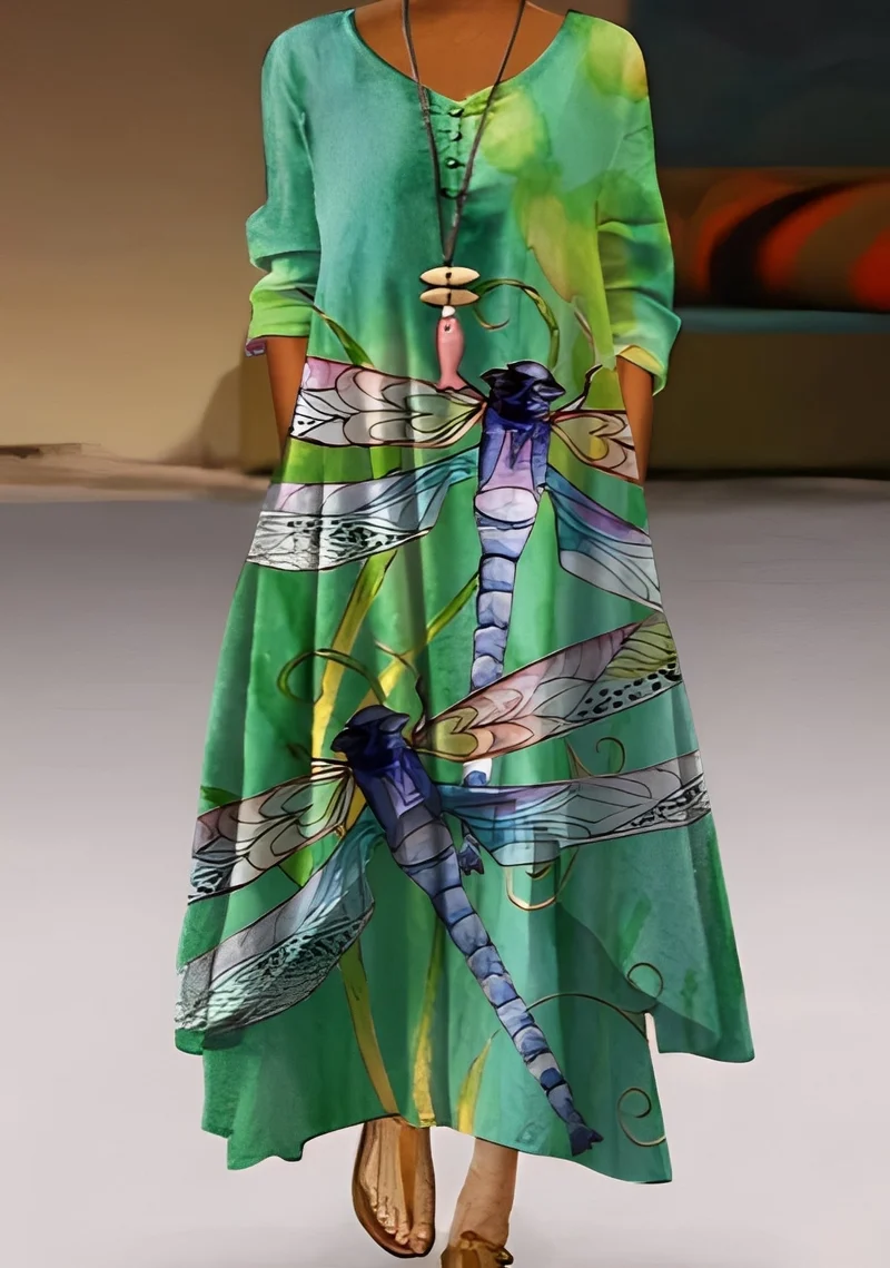 Belle - Elegantes, locker geschnittenes Damenkleid mit Muster