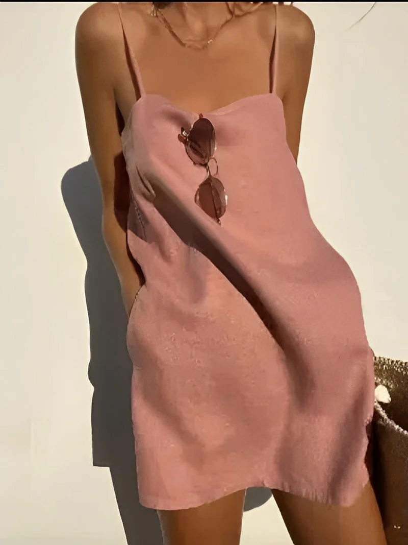 Hellen - Ärmelloses kurzes Boho-Trägerkleid für Damen