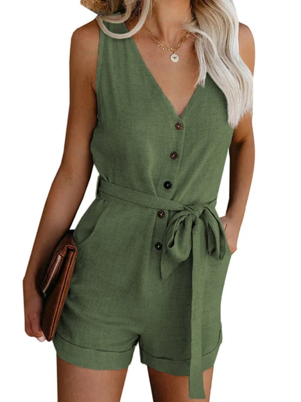 Malvina - Damen Jumpsuit ohne Ärmel mit V-Ausschnitt