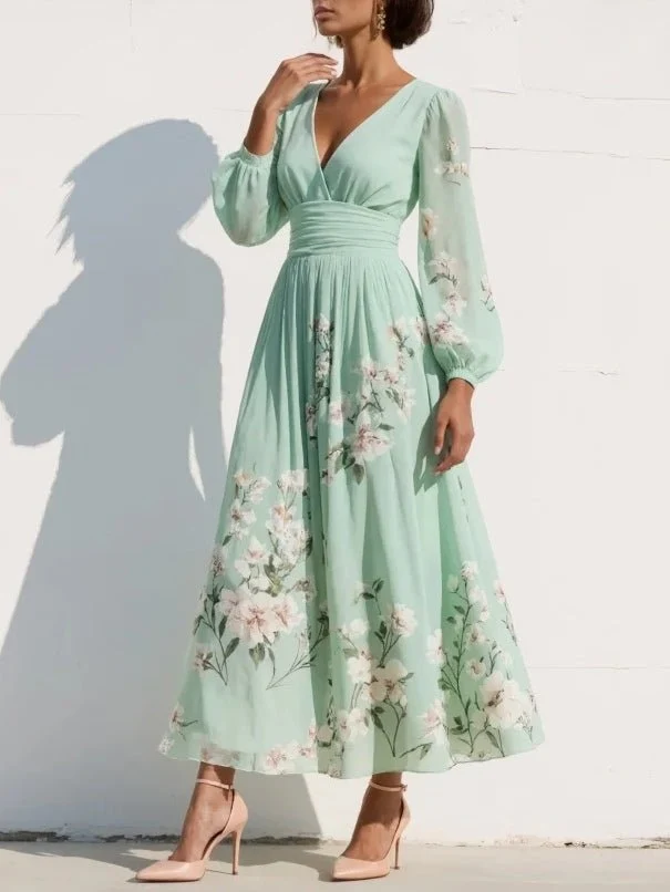 Matilda | Damen Blumenmuster Midikleid für Hochzeitsgäste