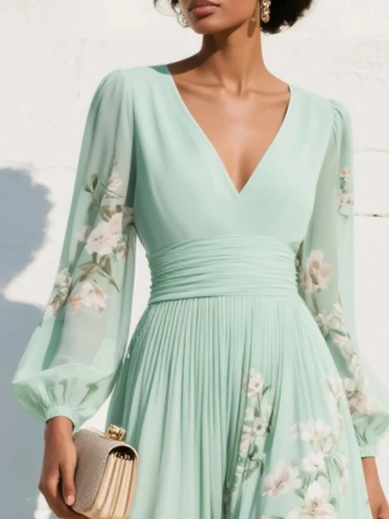 Matilda | Damen Blumenmuster Midikleid für Hochzeitsgäste