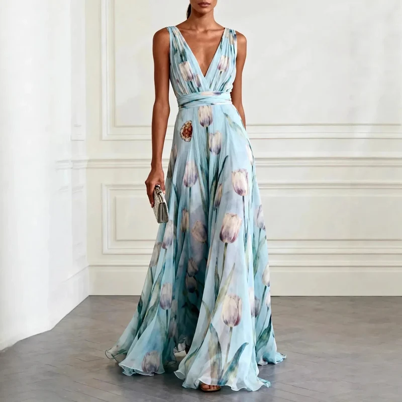 Amelie | Damen Chiffon Maxikleid für festliche Hochzeitsgäste