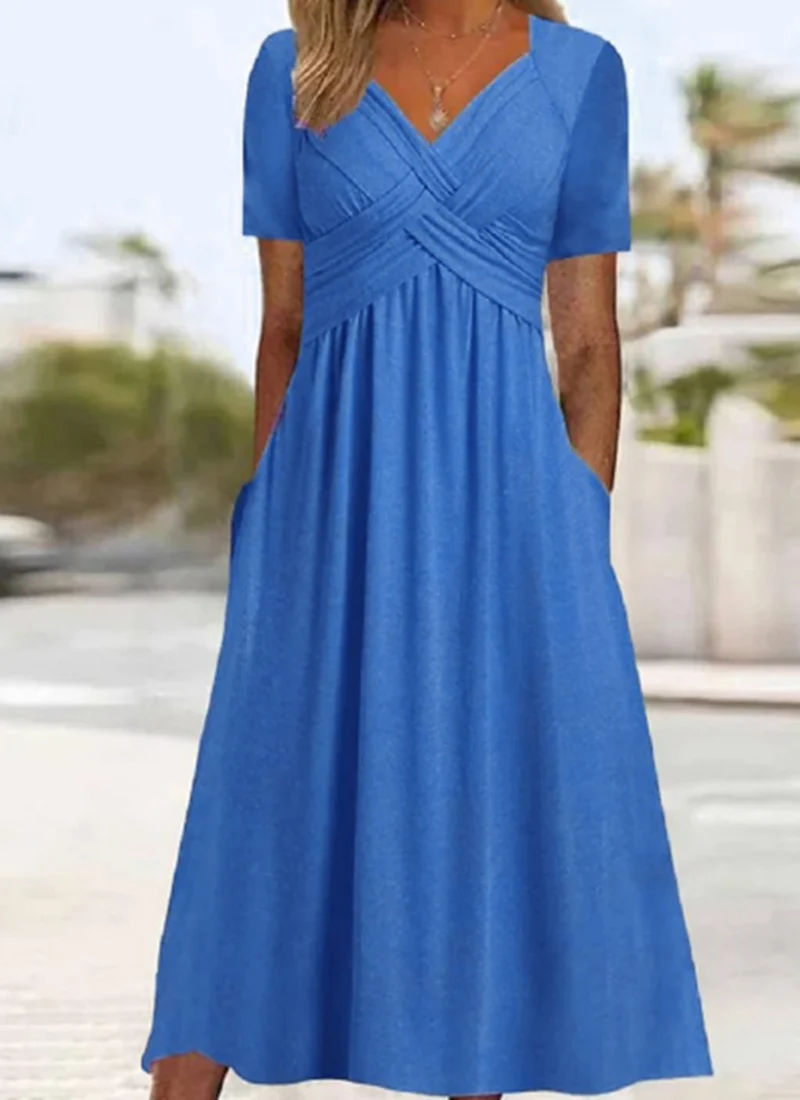 Luisa | Damen Elegantes Herbst-Crossover-Kleid für Abend