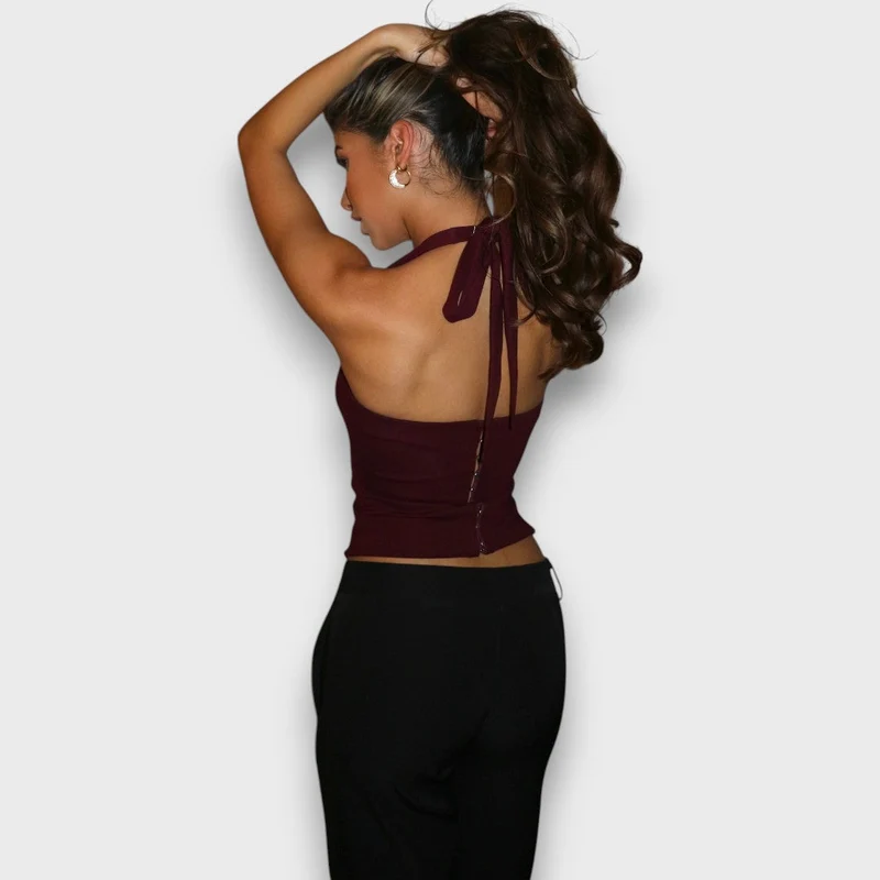 Leane – Corsagen-Top mit Neckholder und Spitzenkante