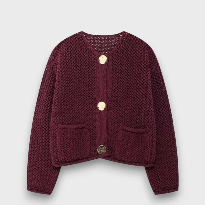 Jessa – Strick-Cardigan in Burgunderrot