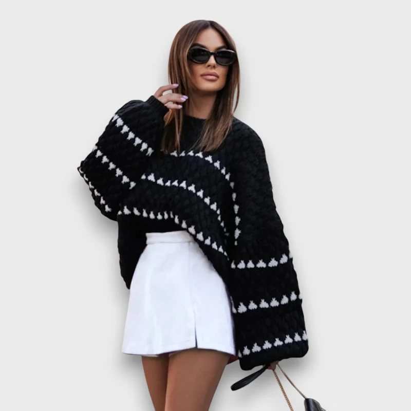 Luliane – Strukturpullover mit grafischem Muster