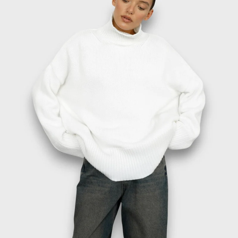 Miles – Minimalistischer Rollkragenpullover in Off-White