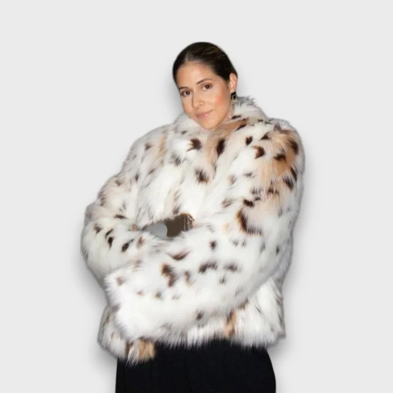 Leoline – Faux-Fur-Jacke im Animal-Design