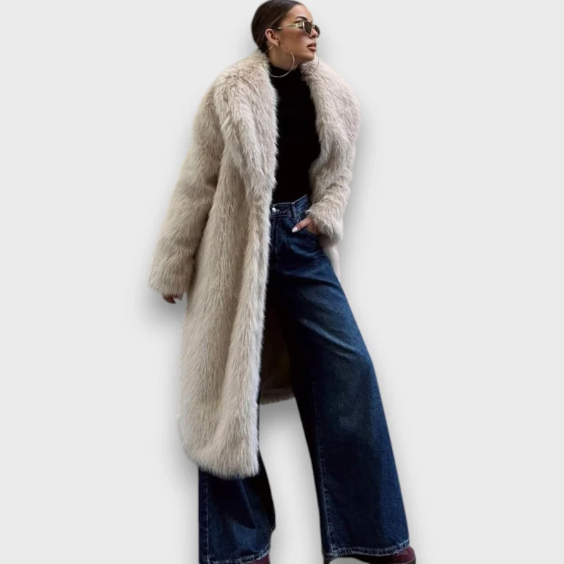 Liviane – Maxi-Kunstfellmantel mit Couture-Flair