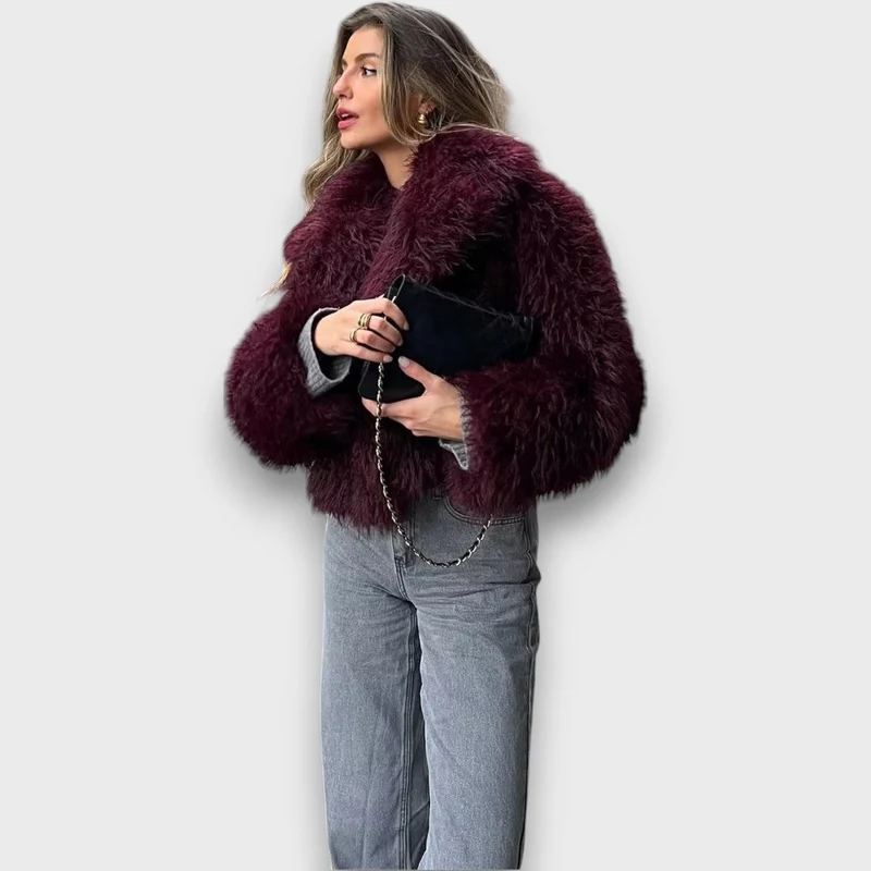 Mile – Luxus-Fake-Fur in tiefem Burgund