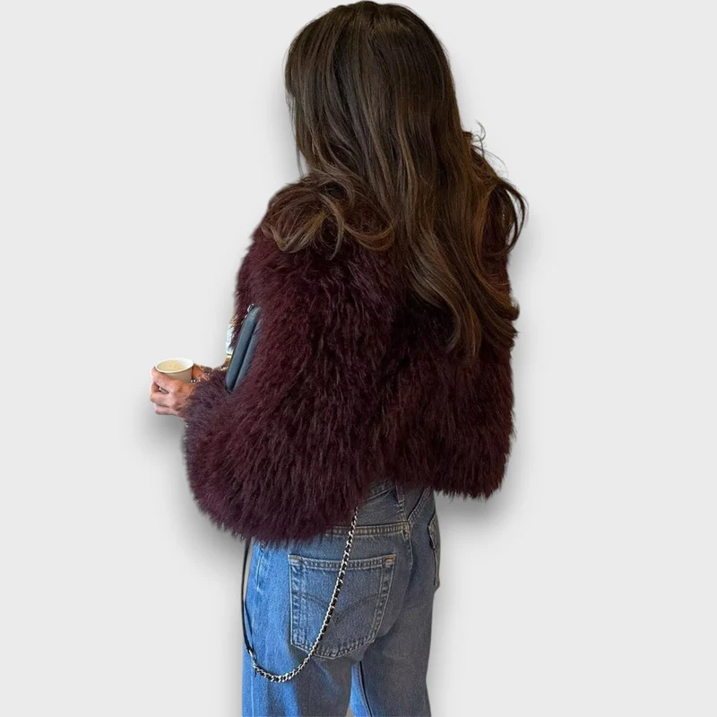Mile – Luxus-Fake-Fur in tiefem Burgund