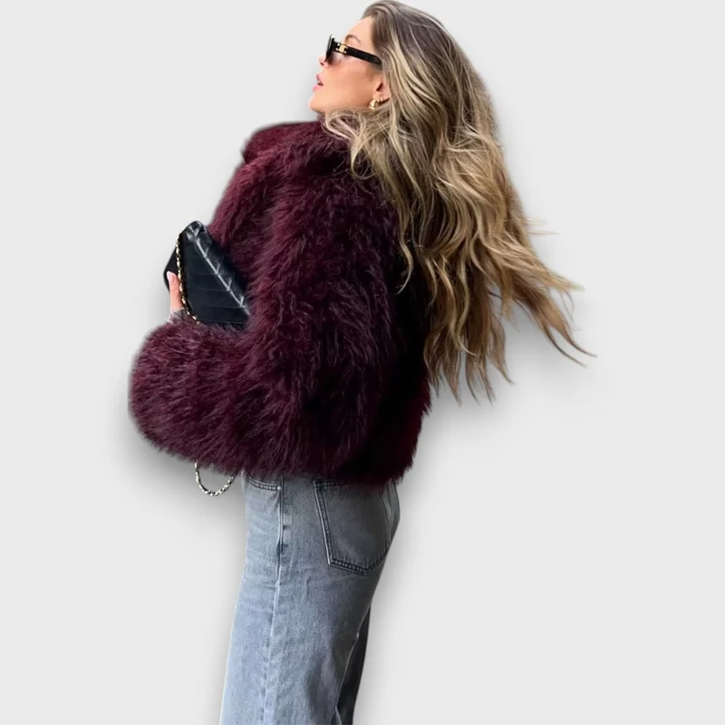 Mile – Luxus-Fake-Fur in tiefem Burgund