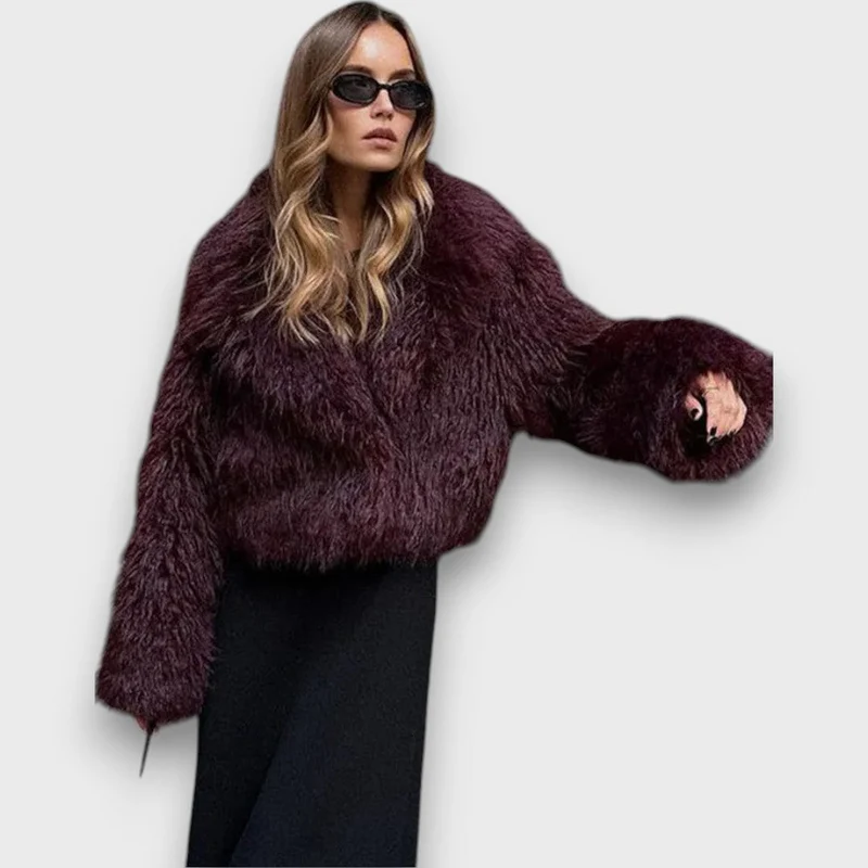 Mile – Luxus-Fake-Fur in tiefem Burgund