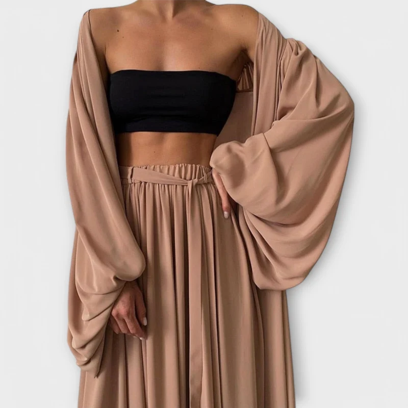 Lumara – Dreiteiliges Loungewear-Set mit Kimono