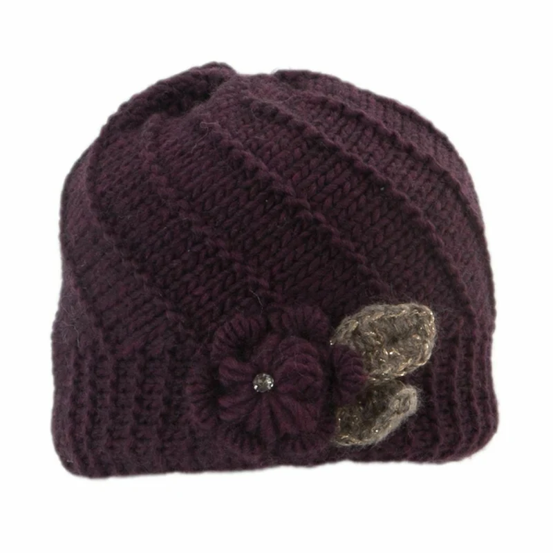 LODENHUT Damen Strickmütze 53102 weinrot Wintermütze Damenmütze Grobstrick