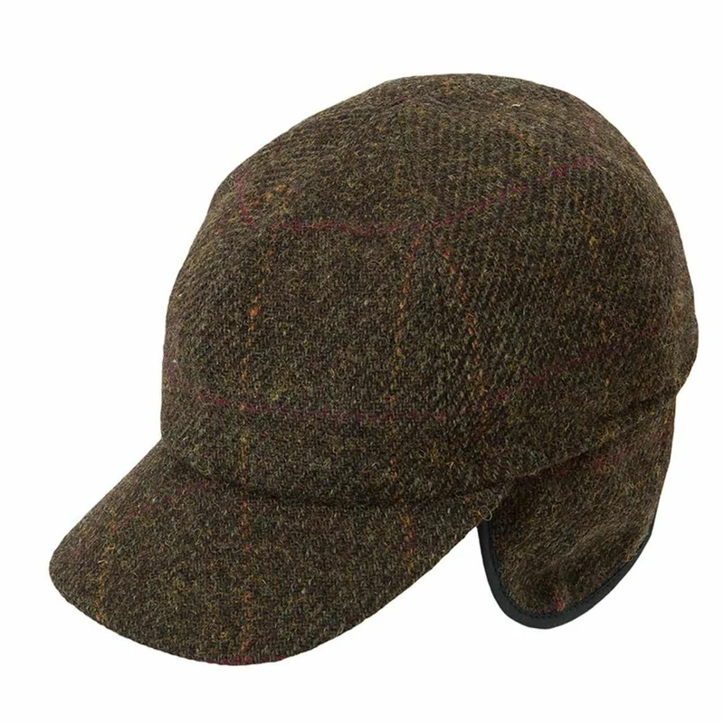 LODENHUT Baseballmütze 10 Tweed oliv-braun kariert Tweed Jägermütze Wintermütze