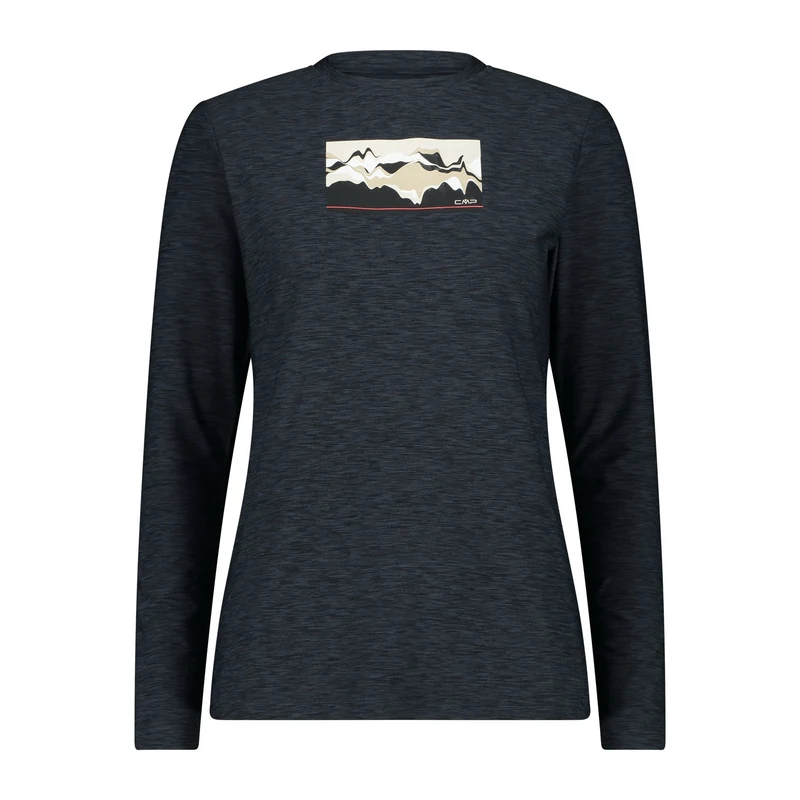 CMP Damen Shirt Woman T-Shirt longsleeve 33N2226 nero mel.-sesamo Stretch-Jersey
