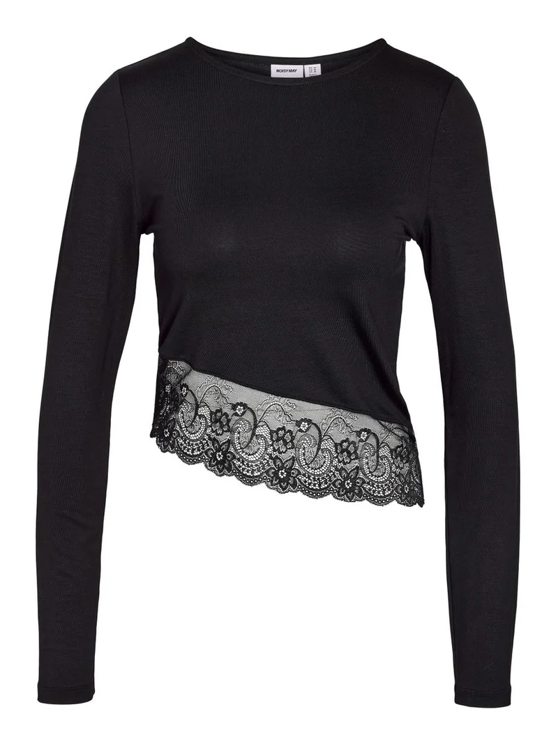 NMJUNE L/S ASSYM LACE TOP