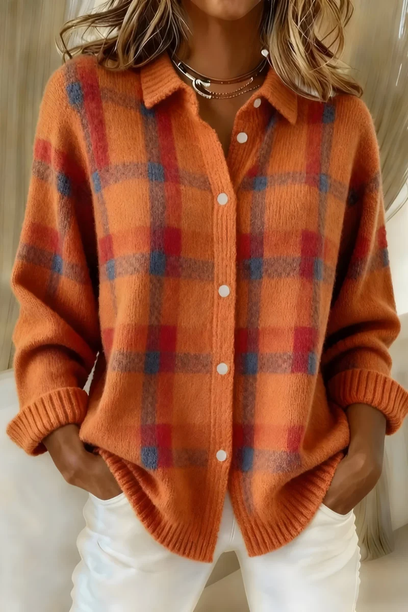 Emilia | Damen Karo-Strickjacke für gemütliche Tage