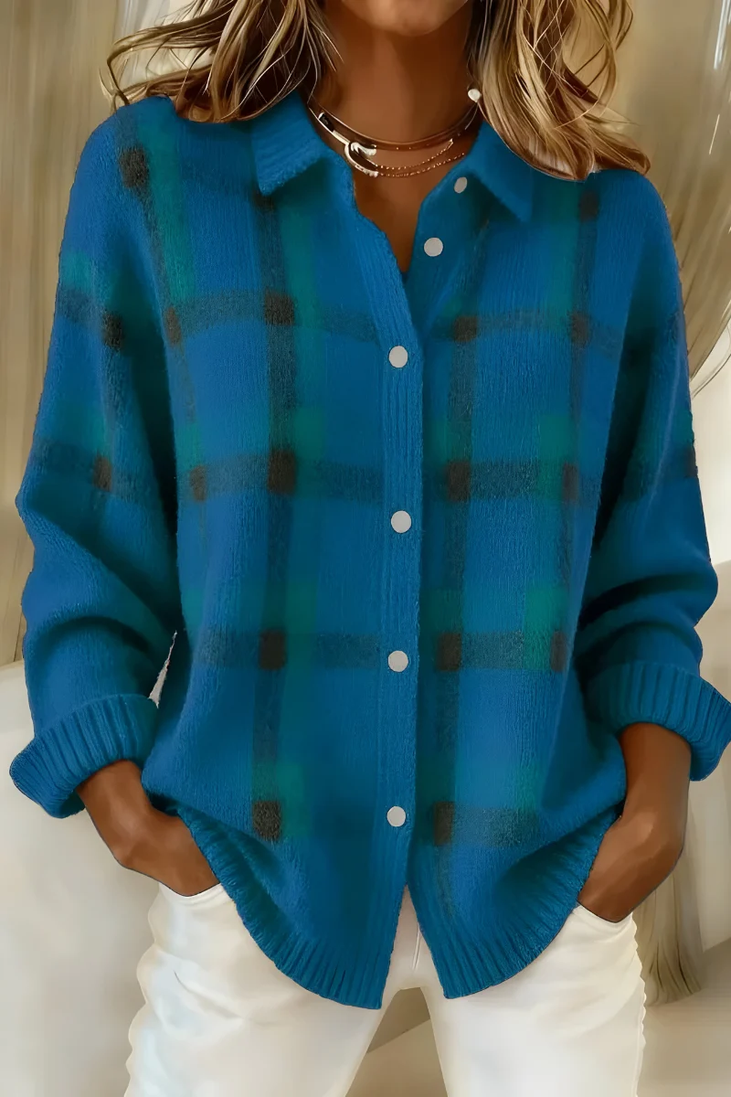 Emilia | Damen Karo-Strickjacke für gemütliche Tage