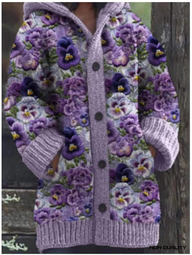 Marie | Damen Übergroße Kuschelige Strickjacke im Katzendesign