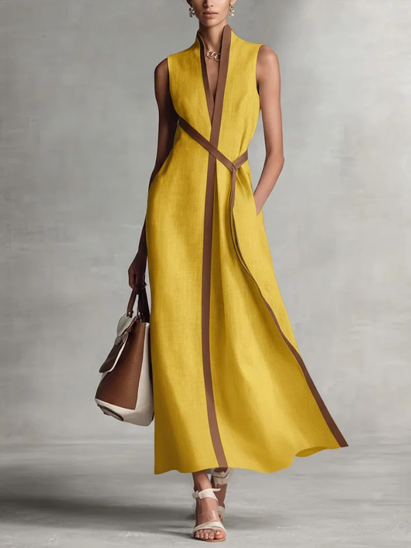 Lena | Damen Leichtes Modernes Mandarin-Kleid ärmellos