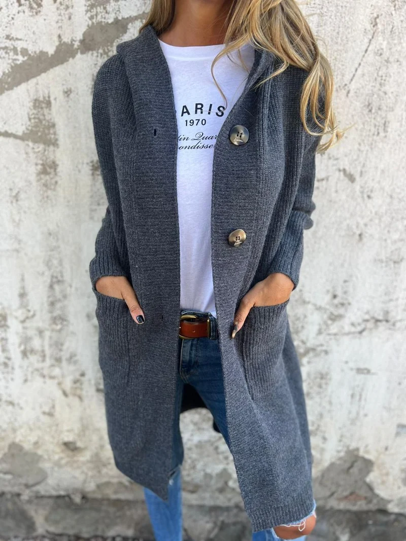 Leni | Elegante lange Damen Strickjacke für Herbst