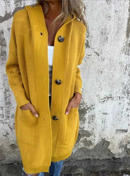Leni | Elegante lange Damen Strickjacke für Herbst