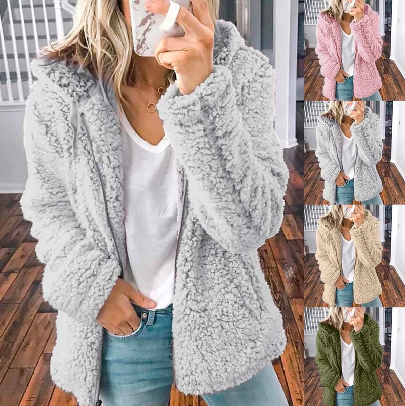 Emilia | Damen Oversized Kuschelige Kapuzenjacke für Herbst