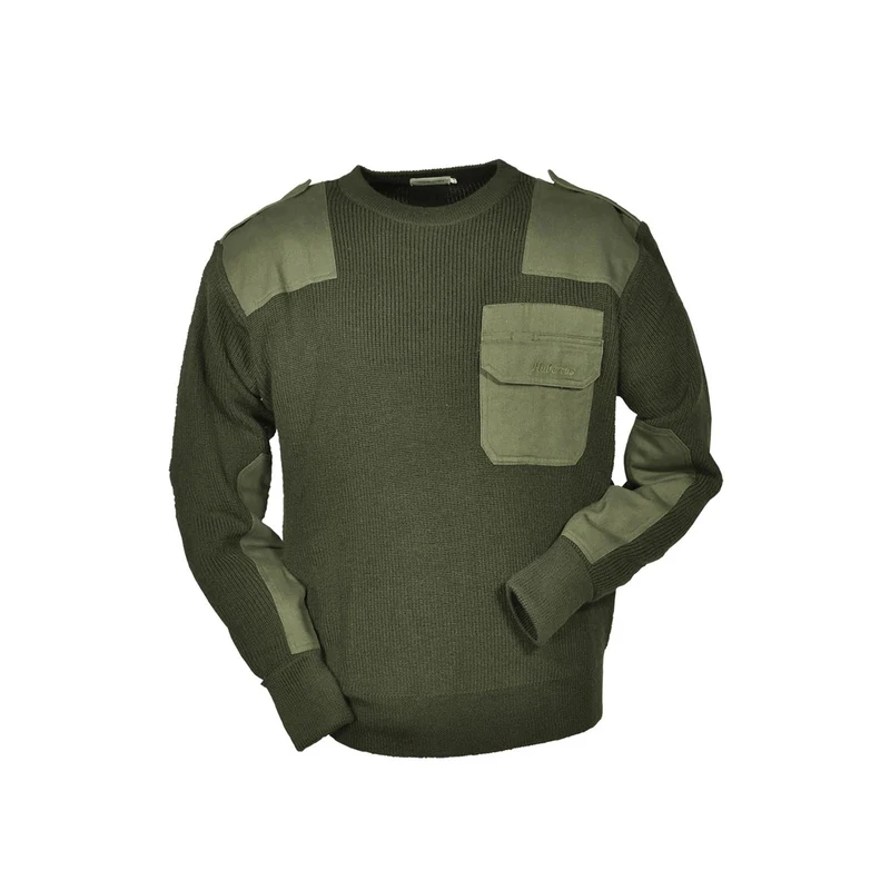HUBERTUS Herren Jagd-Pullover mit Besätzen oliv