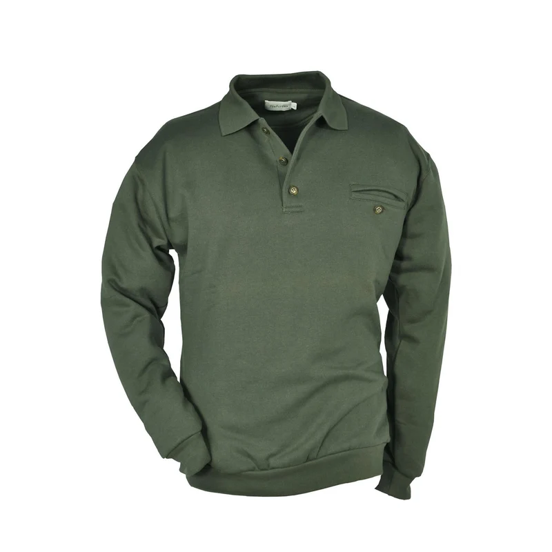 HUBERTUS Herren Sweatshirt m. Polokragen oliv