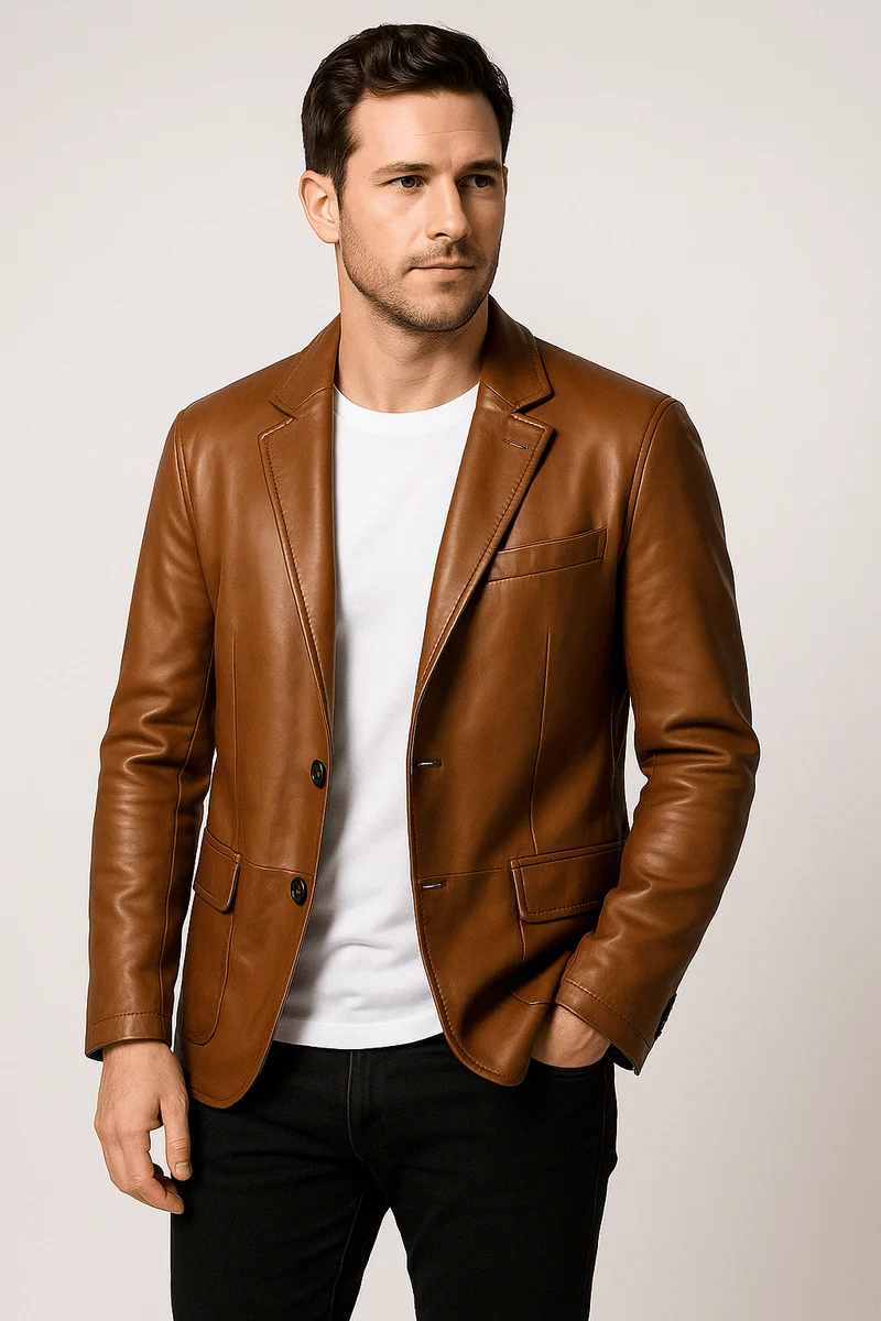 Klassische Reverskragen Lederjacke