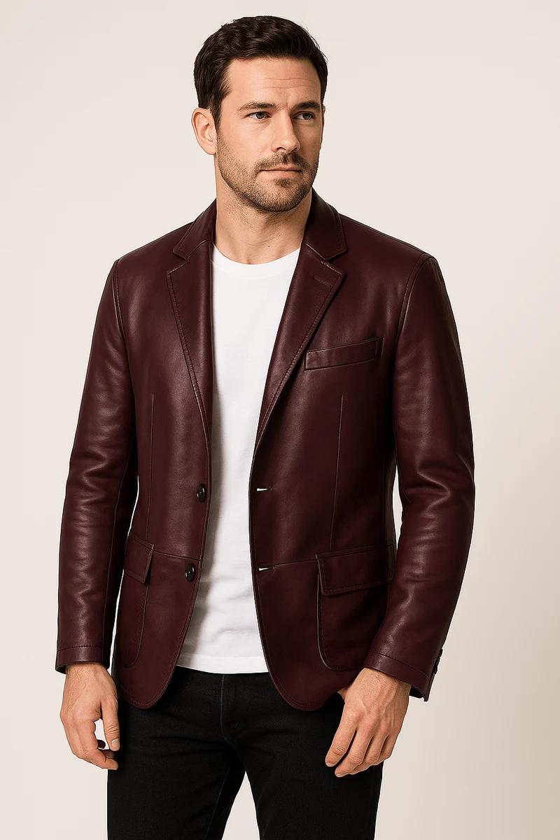 Klassische Reverskragen Lederjacke