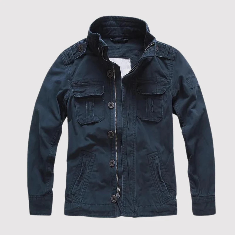 Herren Retro Denimjacke im Armeestil