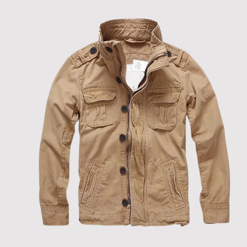 Herren Retro Denimjacke im Armeestil