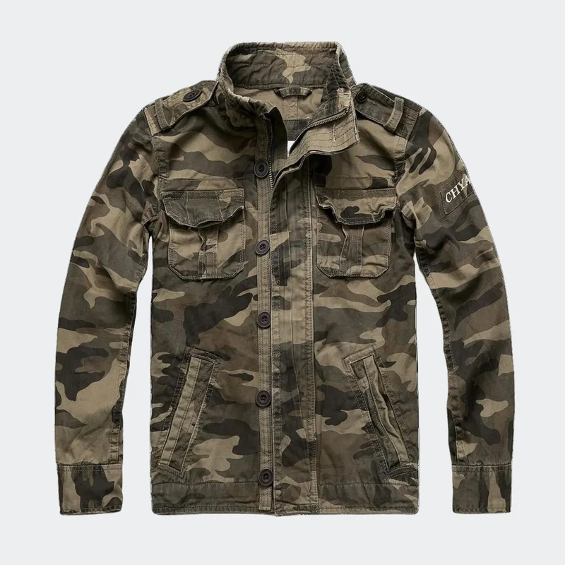 Herren Retro Denimjacke im Armeestil