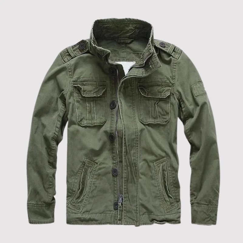 Herren Retro Denimjacke im Armeestil